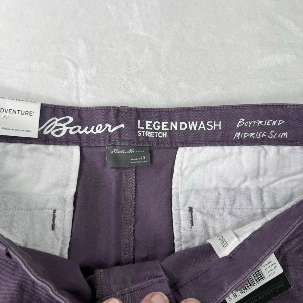 Eddie Bauer Pants Womens 10 Legend Wash Boyfriend Purple Mid Rise Relaxed NWT - Picture 6 of 12
